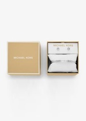 Michael Kors Precious Metal-Plated Brass Pavé Logo Engraved Jewelry Gift Set