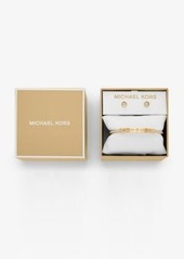 Michael Kors Precious Metal-Plated Brass Pavé Logo Engraved Jewelry Gift Set