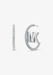 Michael Kors Precious Metal-Plated Brass Pavé Logo Hoop Earrings