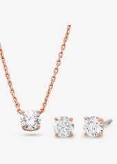 Michael Kors Precious Metal Plated Sterling Silver Cubic Zirconia Necklace and Earrings Set