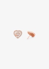 Michael Kors Precious Metal-Plated Sterling Silver Pavé Heart Stud Earrings