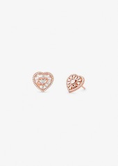 Michael Kors Precious Metal-Plated Sterling Silver Pavé Heart Stud Earrings