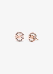 Michael Kors Precious Metal-Plated Sterling Silver Pavé Logo Stud Earrings