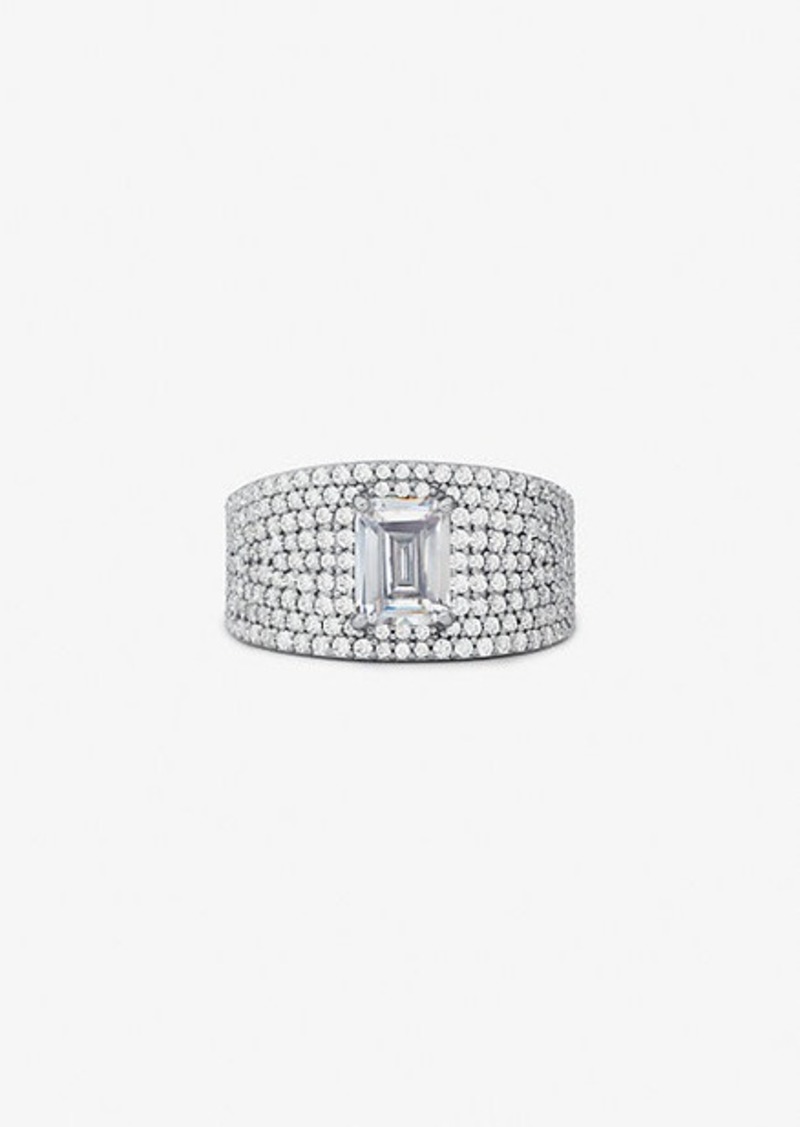 Michael Kors Precious Metal-Plated Sterling Silver Pavé Signet Ring
