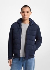 Michael Kors Quilted Mixed-Media Hooded Jacket