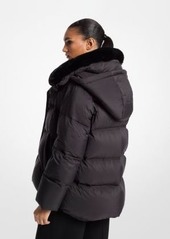 Michael Kors Quilted Puffer Jacket With Faux Fur Collar