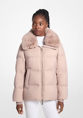 Michael Kors Quilted Puffer Jacket With Faux Fur Collar