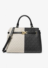 Michael Kors Reed Large Two-Tone Graphic Logo Belted Satchel