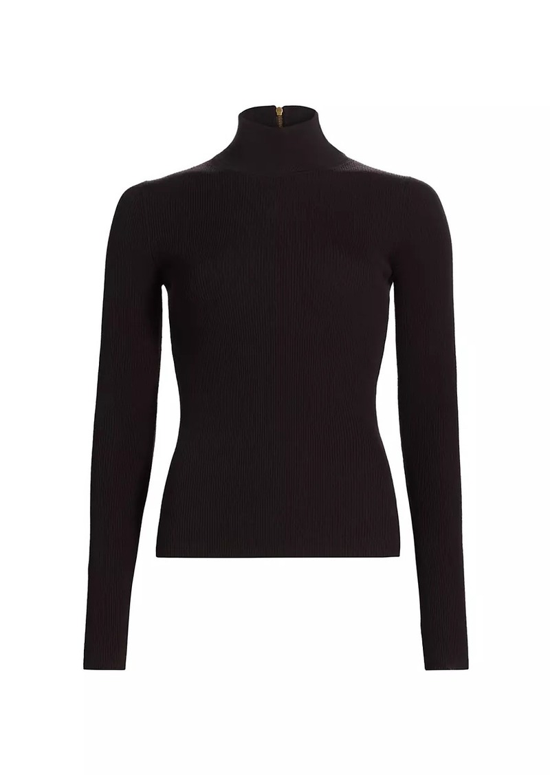 Michael Kors Rib-Knit Turtleneck Cashmere Top