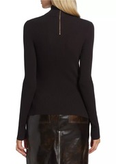 Michael Kors Rib-Knit Turtleneck Cashmere Top