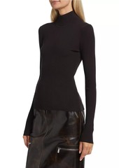 Michael Kors Rib-Knit Turtleneck Cashmere Top