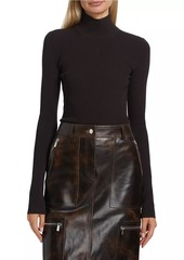 Michael Kors Rib-Knit Turtleneck Cashmere Top