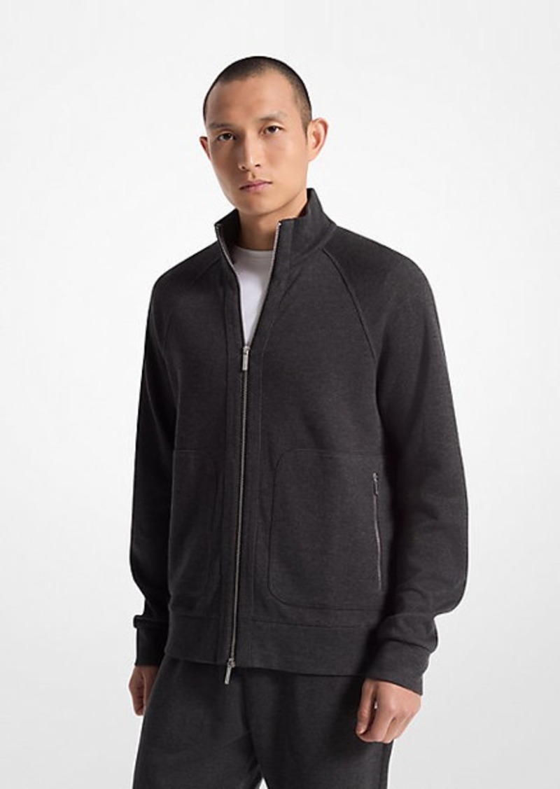 Michael Kors Ribbed Cotton Blend Knit Jacket