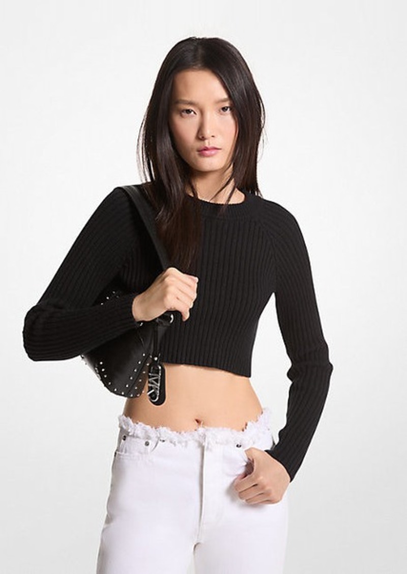 Michael Kors Ribbed Organic Cotton Cropped Sweater