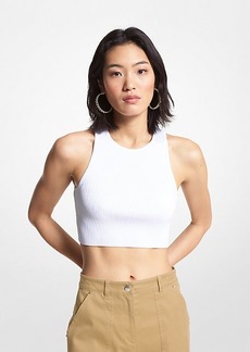 Michael Kors Ribbed Recycled Viscose Blend Cropped Tank Top