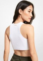Michael Kors Ribbed Stretch Viscose Cropped Tank Top