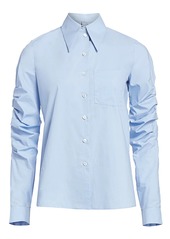 Michael Kors Ruched-Sleeve Poplin Button-Down Shirt