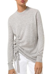Michael Kors Ruched Stretch-Cotton Crewneck Sweater