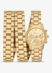 Michael Kors Runway 18K Gold-Plated Stainless Steel Triple Wrap Watch