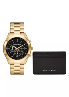 Michael Kors Runway 2-Piece Goldtone Bracelet Watch & Card Case Gift Set