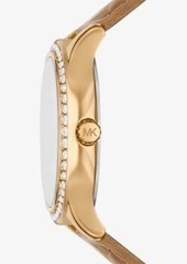Michael Kors Sage Pavé Gold-Tone and Crocodile Embossed Leather Watch