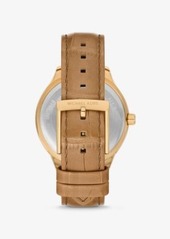 Michael Kors Sage Pavé Gold-Tone and Crocodile Embossed Leather Watch