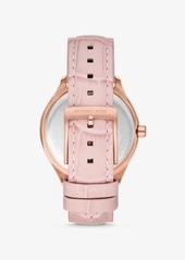 Michael Kors Sage Pavé Rose Gold-Tone and Crocodile Embossed Leather Watch