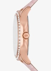 Michael Kors Sage Pavé Rose Gold-Tone and Crocodile Embossed Leather Watch