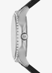 Michael Kors Sage Pavé Silver-Tone and Crocodile Embossed Leather Watch