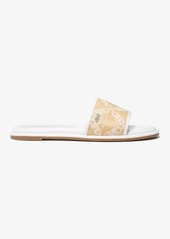 Michael Kors Saylor Empire Logo Jacquard Straw Slide Sandal