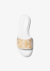 Michael Kors Saylor Empire Logo Jacquard Straw Slide Sandal