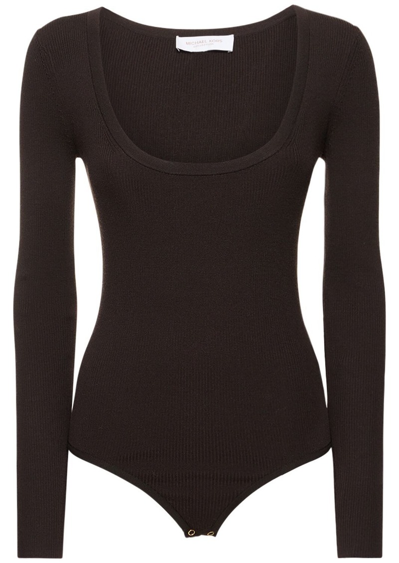 Michael Kors Scoop Neck Wool Blend Knit Bodysuit