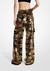 Michael Kors Sequined Camouflage Wide-Leg Cargo Pants