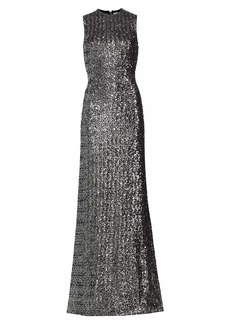 Michael Kors Sequined Cap-Sleeve A-Line Gown