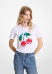 Michael Kors Sequined Cherry Organic Cotton Jersey T-Shirt