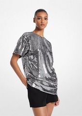 Michael Kors Sequined Jersey Oversized T-Shirt