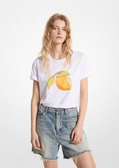 Michael Kors Sequined Lemon Organic Cotton Jersey T-Shirt