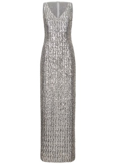 Michael Kors Sequined V-neck Long Dress