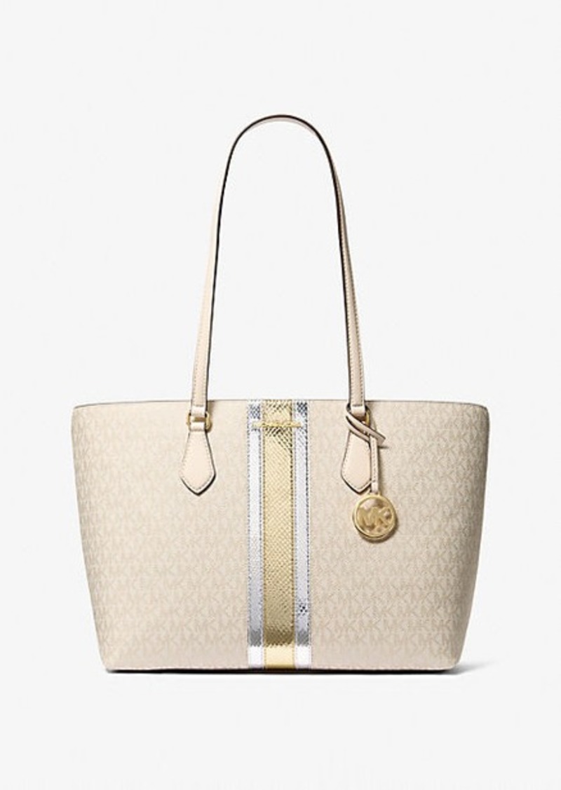 Michael Kors Sheila Large Signature Logo and Metallic Tote Bag