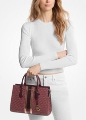 Michael Kors Sheila Medium Signature Logo and Metallic Satchel