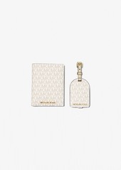 Michael Kors Signature Logo Passport Case and Luggage Tag Gift Set