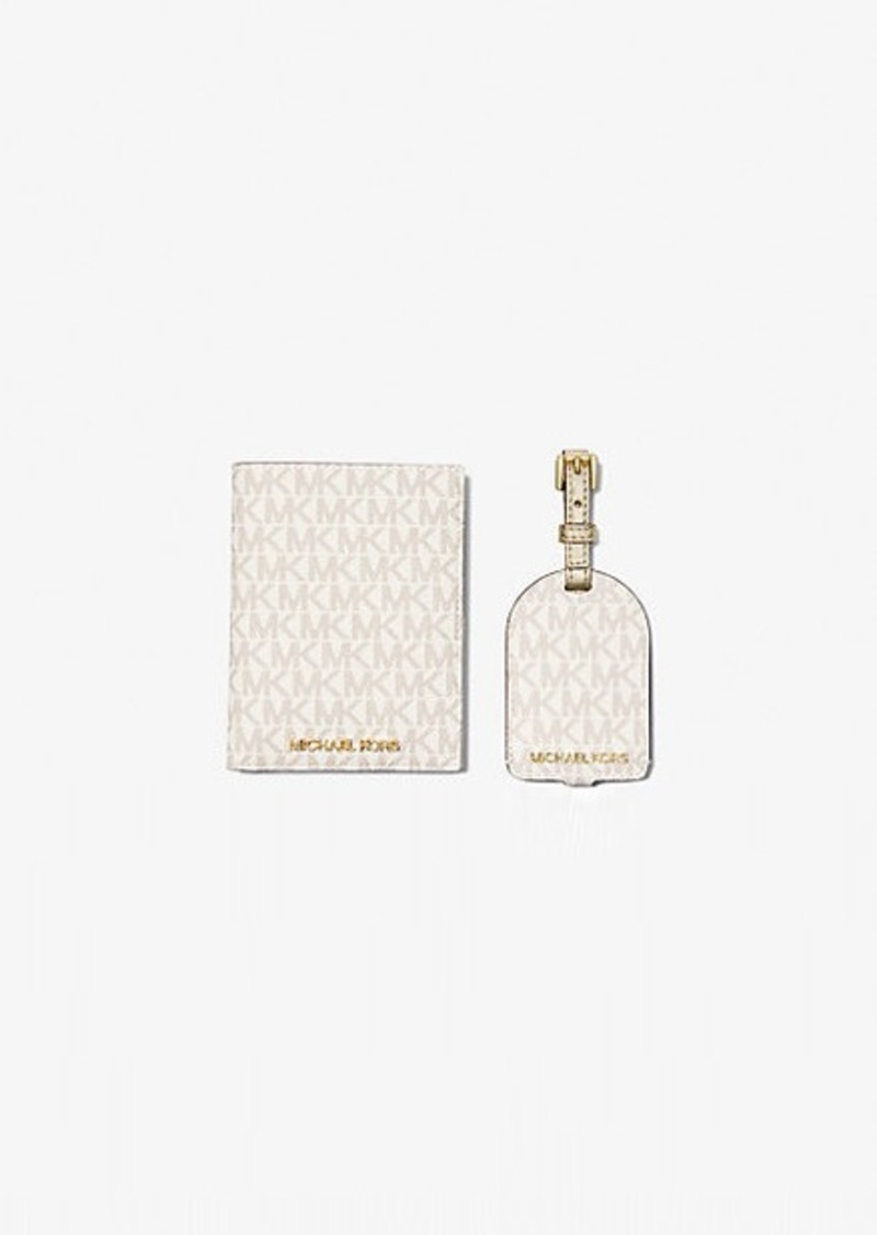 Michael Kors Signature Logo Passport Case and Luggage Tag Gift Set