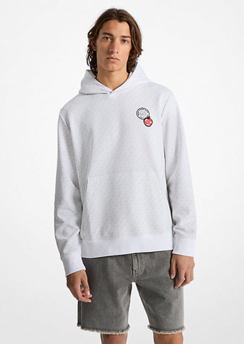 Michael Kors Signature Logo Print Cotton Blend Hoodie