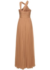 Michael Kors Silk Chiffon One Shoulder Maxi Dress