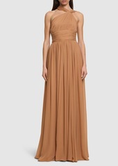 Michael Kors Silk Chiffon One Shoulder Maxi Dress