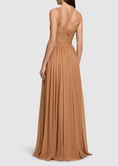 Michael Kors Silk Chiffon One Shoulder Maxi Dress