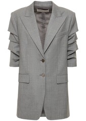 Michael Kors Single Breasted Gathered Wool Jacket