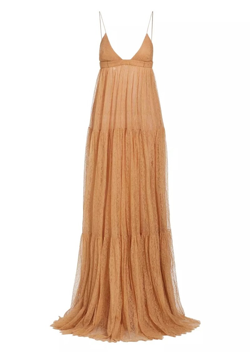 Michael Kors Sleeveless Tiered Lace Gown
