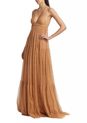 Michael Kors Sleeveless Tiered Lace Gown
