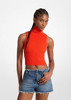 Michael Kors Sleeveless Turtleneck Cropped Top